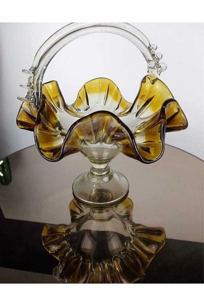 Arkeon Home Candy Holder/locum holder with Blown Glass Gold Holder