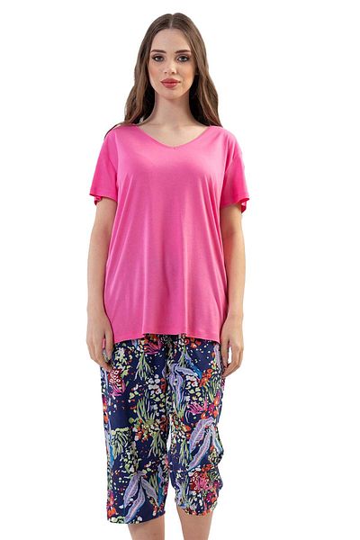 VİENETTA Σετ πιτζάμες Viscose V-Neck με κοντό μανίκι Capri 
 , 111228
