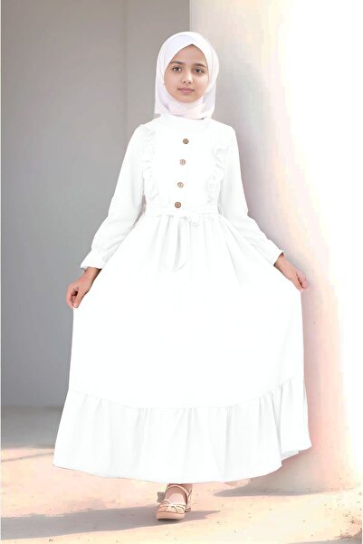 Jannock Rochie albă hijab - fetiță, lungă