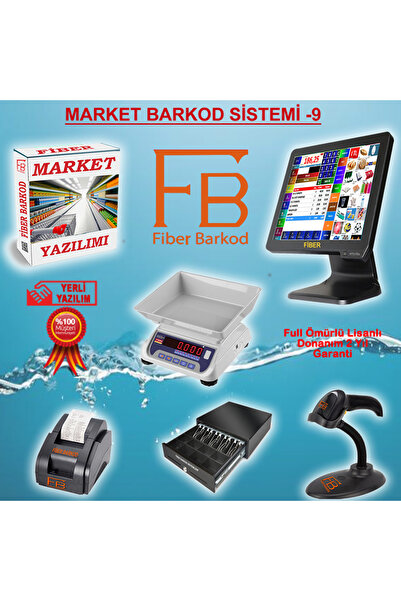 Market Barkod Sistemi-9 Full Sistem İ3 / Fiber Barkod Sistemleri
