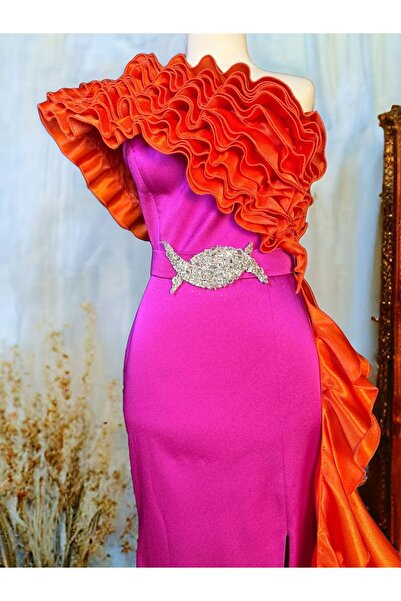 Moon Of Dress Tasarım Yaka Detaylı Abiye