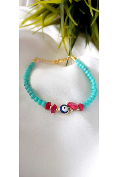 ZeynDesign Turquoise Coral Eye Anklet