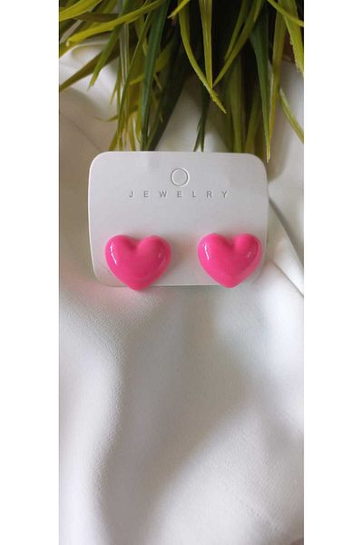 ZeynDesign Acrylic Heart Patterned Earrings