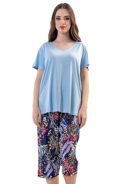 VİENETTA Σετ πιτζάμες με κοντό μανίκι V-Neck Capri - Viscon, 111228