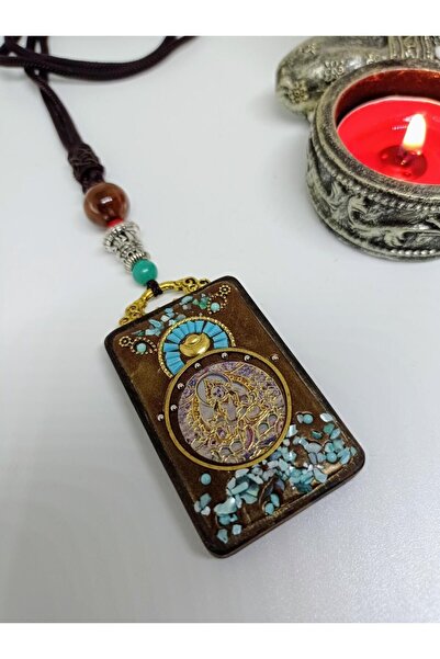 mama india alaçatı Ethnic Authentic Bohemian Necklace with Blue Stone Shiva F...