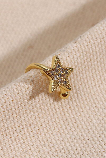 Genel Markalar Gold Renk Yıldız Figürlü Kıkırdak Küpe