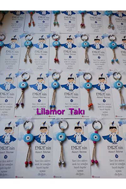 Lilamor 20 Adet Sünnet Hediyesi Nazar Boncuklu Anahtarlık