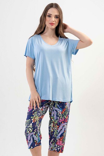 VİENETTA Σετ πιτζάμες με κοντό μανίκι V-Neck Capri - Viscon, 111228