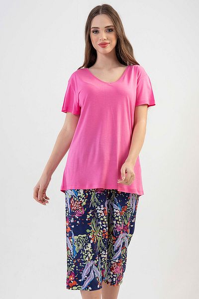 VİENETTA Σετ πιτζάμες Viscose V-Neck με κοντό μανίκι Capri 
 , 111228