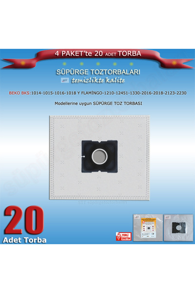 Beko BKS 1014-1015-1016-1018 Y-1210-1245-1330-2016-2018-2123-2230 Σακούλα σκόνης ηλεκτρικής σκούπας 20 τεμάχια 200120