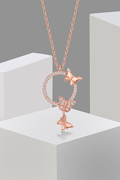 Else Silver Özel Tasarım Aşk Kelebekleri Gümüş Kolye