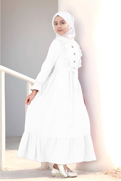 Jannock Rochie albă hijab - fetiță, lungă