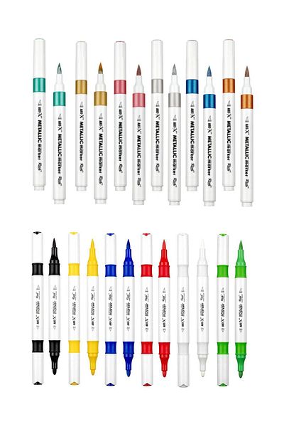 GLANCE ART-X 12-Piece Acrylic Metallic Marker Set - 6 Vibrant Colors, Pen Holder Gift