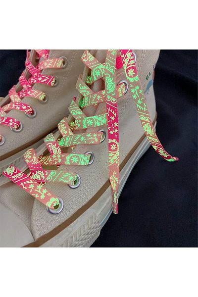 Butik Junisteps Patterned Glow-in-the-Dark Pink Children's Shoelaces