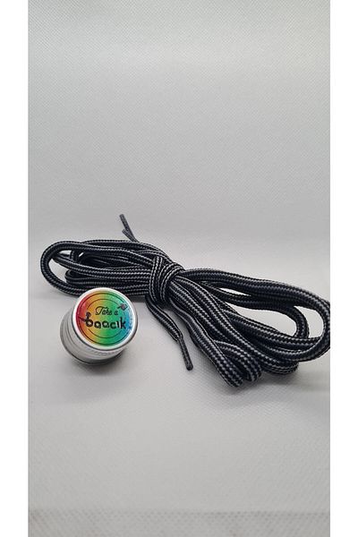 Take a Baacık Gray Black Striped Boots Shoelaces - 140 Cm