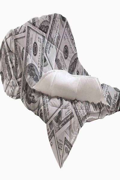 Else Dekor Gray Dollar Coins 3D Patterned Double Microfiber Quilted Quilt