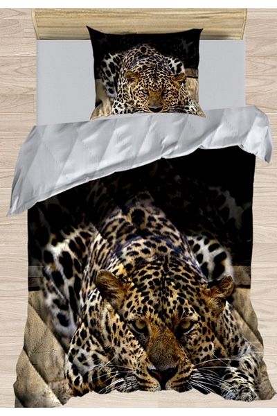 Else Dekor Wild Leopard Animal 3D μοτίβο μονό πάπλωμα μικροϊνών καπιτονέ αφράτο πάπλωμα