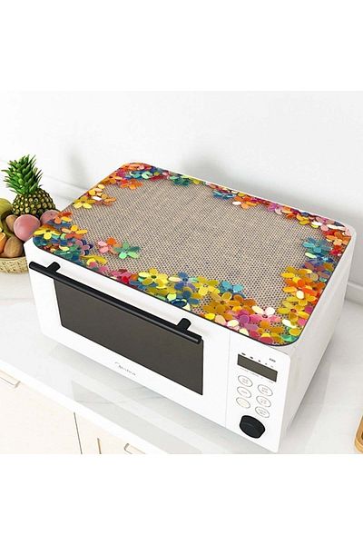 Else Halı Else Patterned Microwave Oven Cover Protective Mat Non-Slip Base Washable Organizer Case