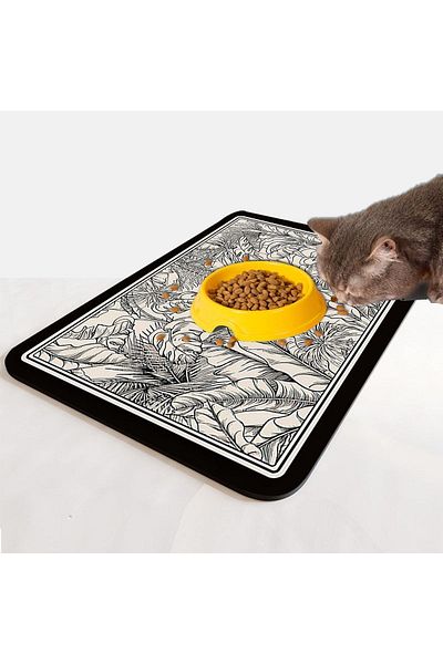 Else Dekor Else Cat Dog Food Water Pet Feeding Mat Mat Easy to Clean Absorbent Waterproof Base