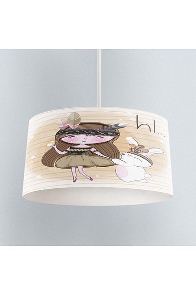 Else Dekor Girl Patterned Rabbit Children's Baby Room - Pendant Chandelier
