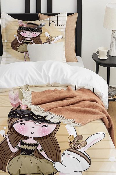 Else Dekor Girl Patterned Rabbit Single Children's Bedding Set