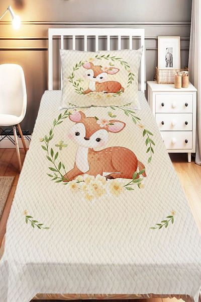 Else Dekor Single Children's Pique Set - Plane, Teddy Bear and Animal Pattern