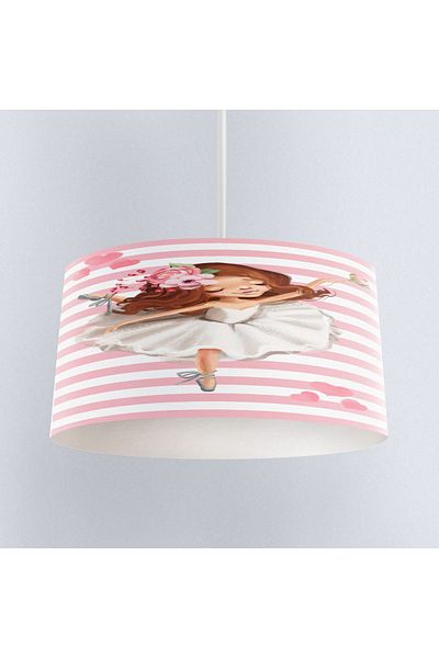 Else Dekor Ballerina Patterned Pink and White Children's Baby Room - Pendant Chandelier