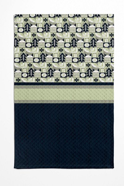 Else Dekor Green Navy Blue Double Weighted Pique Set - Patterned Printed Bedspread