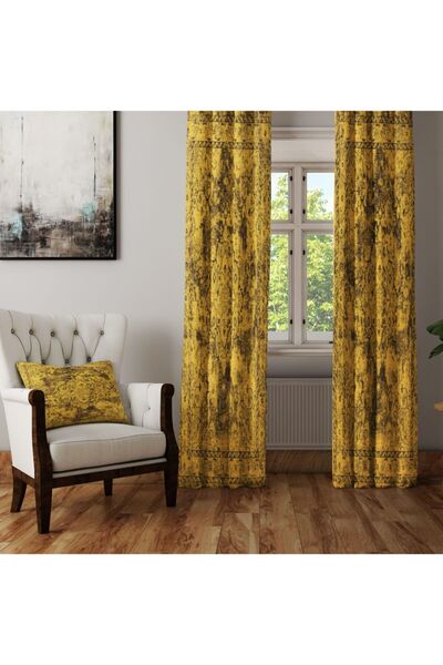 Else Halı Else Sarı Kahve Eskitme Yaprak Şark Otantik Anadolu Osmanlı Desenli...