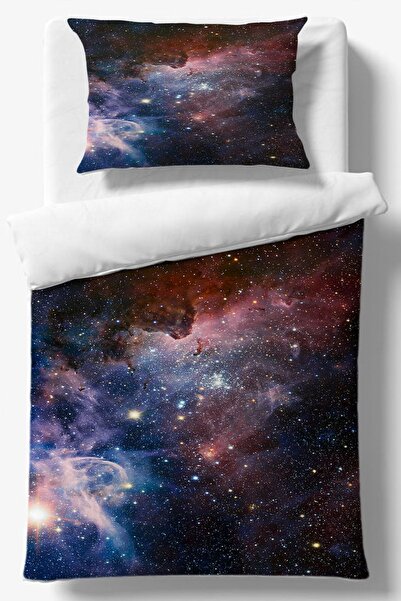 Else Halı Uzay Galaksi 3d Desenli Tek Kişilik Nevresim Takımı