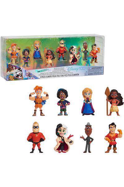 Disney 100 Years of Relentless Pursuit, Limited Edition 8-piece Figure Set, Officially Licensed Kids Toys