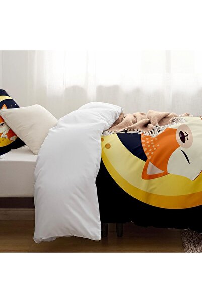 Else Dekor Single Children's Duvet Cover Set - Moon Grandpa Fox Patterned, No Sheets