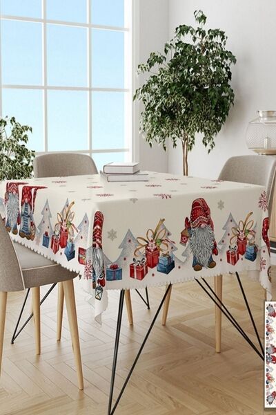 Else Halı Else Yılbaşı Konsepti Dekoratif Leke Tutmaz Masa Örtüsü Ps46