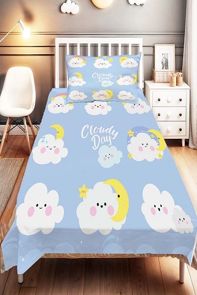 Else Dekor Clouds Patterned Cute Kids and Baby Bedspread - Room Decorative