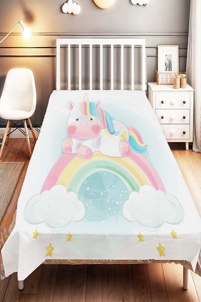 Else Dekor Colorful Rainbow Unicorn Pattern Baby Kids Room Background Curtain Throw Pillow Case Gift
