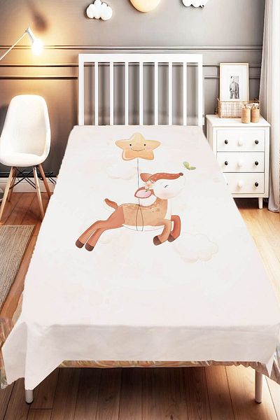 Else Dekor Star Patterned Gazelle Animal - Kids and Baby Room Decorative Bedspread