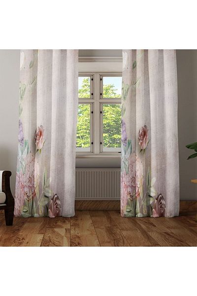 Else Dekor Vintage Roses Floral 3d Decorative Modern Backdrop Curtain