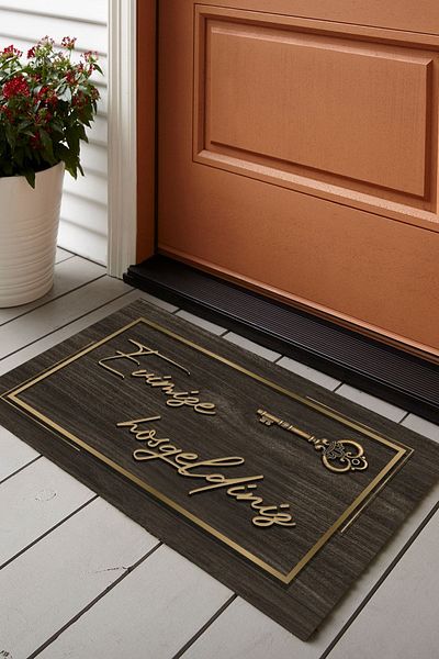 Else Dekor Key Welcome Patterned Modern Interior and Exterior Door Mat Kps-2