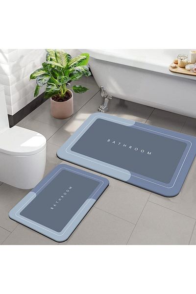 Else Dekor Σετ καθίσματος τουαλέτας Else Blue Bathroom με μοτίβο που πλένεται αντιολισθητική βάση 2 τεμαχίων