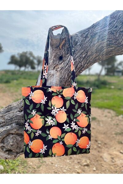 Handream Orange Patterned Cloth Tote - Multi-Purpose Beach and Shoulder Bag