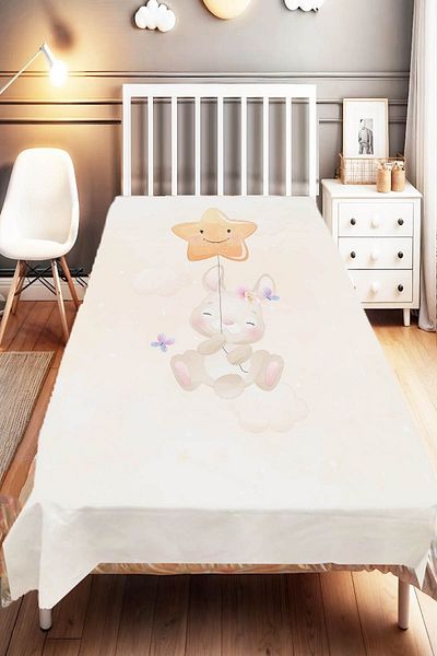 Else Dekor Star Cute Rabbit Patterned Children's Baby Room Decorative Bedspread