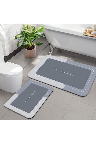 Else Dekor Σετ καθίσματος τουαλέτας Else Grey Bathroom με μοτίβο που πλένεται αντιολισθητική βάση 2 τεμαχίων