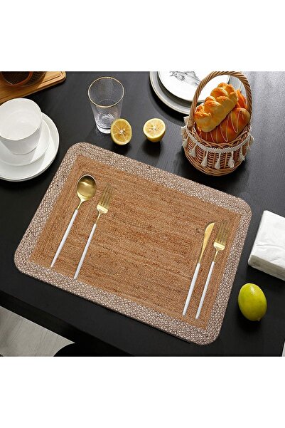 Else Halı Else Jüt Desenli Yıkanabilir Kaymaz Dikdörtgen Amerikan Servis Tabak Altı Supla