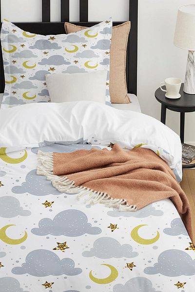 Else Dekor Moon Star Patterned Clouds - Single Children's Duvet Cover Set