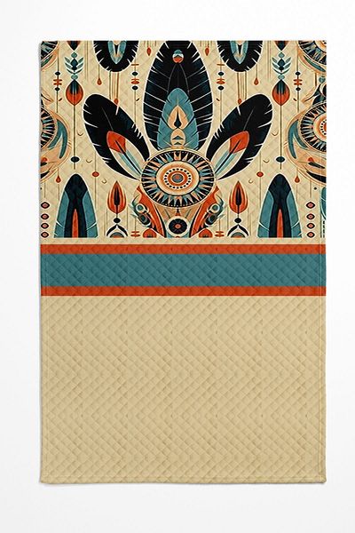 Else Dekor Double Colorful Pique Set - Feathers Patterned Bedspread