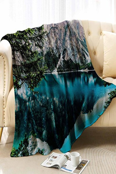 Else Halı Dağ Göl Manzara Dijital Baskılı Desenii Yıkanabilir Kaymaz Tv Yatak...