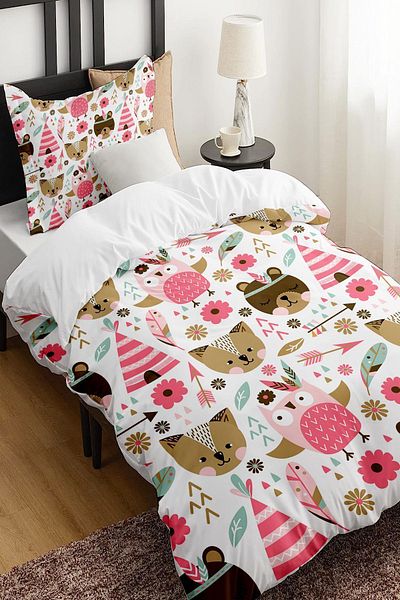 Else Dekor Pink Animals Patterned - Single Children's Bedding Set