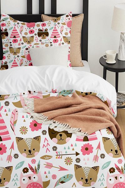 Else Dekor Pink Animals Patterned - Single Children's Bedding Set