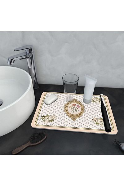 Else Dekor Else Water Absorbent Bathroom Organizer Σαμπουάν ντους Σαπούνι Κύπελλο Οδοντόβουρτσα Pad Organizer Χαλάκι παρουσίασης