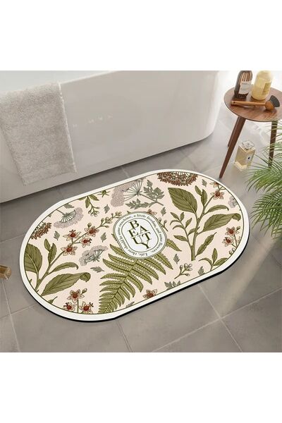 Else Dekor Μοτίβο λουλουδιών Απορροφητικό Νερό Μπροστινό Χαλάκι Μπάνιου Κάθισμα Τουαλέτας Οβάλ Μοκέτα Μπάνιου